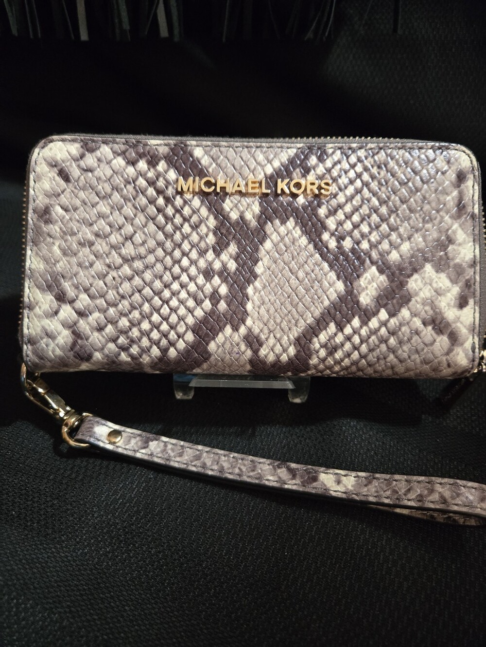 Michael Kors Snake-Print Zip Wristlet Wallet EUC